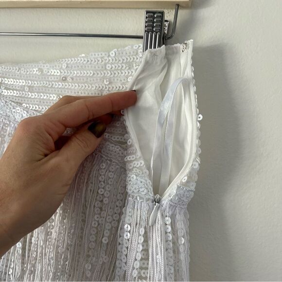 Superdown White Fringe Mini Skirt - Picture 10 of 12
